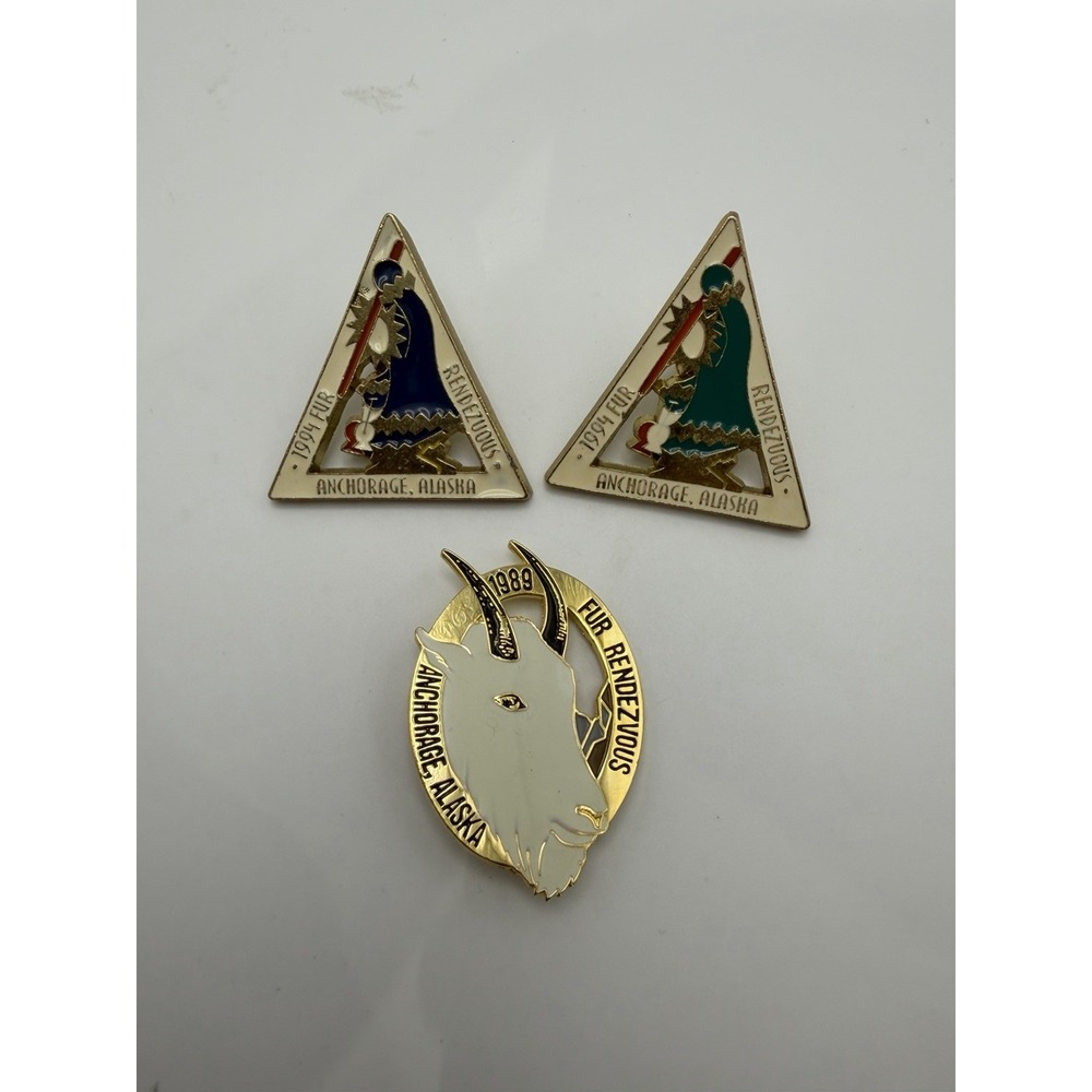 Anchorage Alaska Fur Rendezvous Pins 1989 1994 Set Made in USA